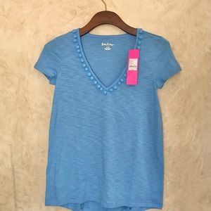 NWT Lilly Pulitzer Etta Top with Pom Poms